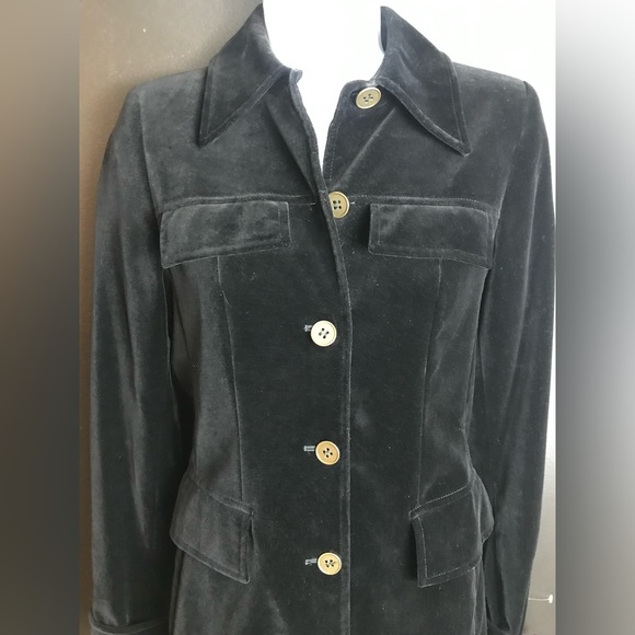 Vtg J.CREW Collection Italy Velvet Velour Jacket Mid Length Coat Rare Blazer - Picture 3 of 10